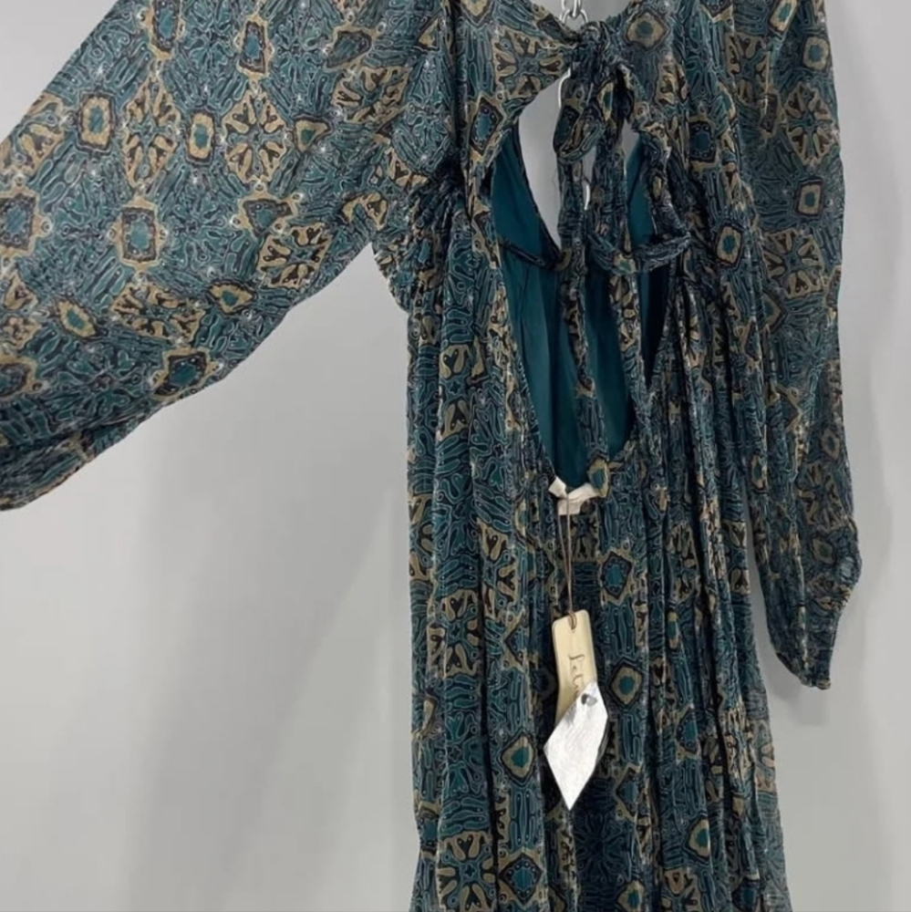 Blue Patterned Mini Dress - Picture 4 of 10